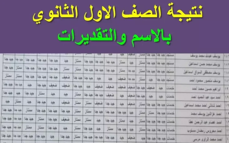 نتيجة الصف الأول الثانوي بالاسم فقط أو بالرقم القومي 2025 كل المحافظات