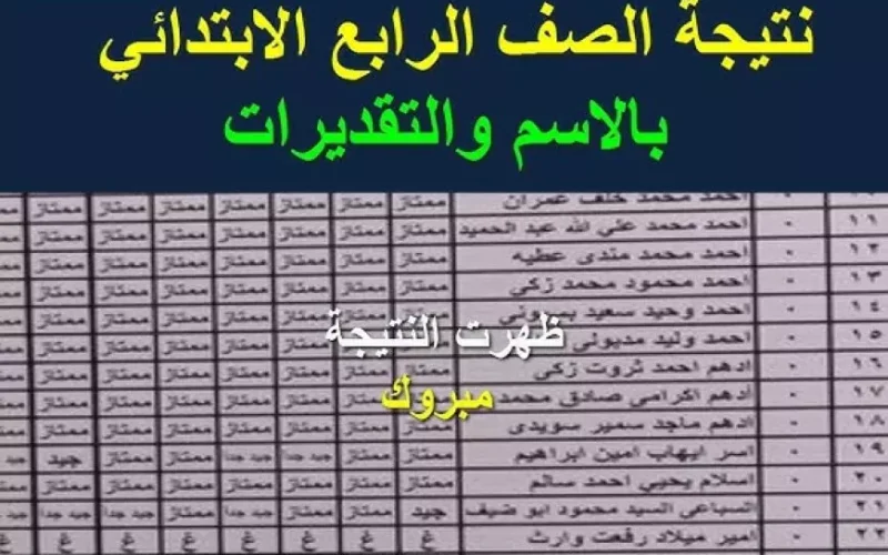 نتيجة الصف الرابع الابتدائي بالاسم فقط 2025 الترم الاول برقم الجلوس عبر eduserv.cairo.gov.eg البوابة الرسمية للنتائج