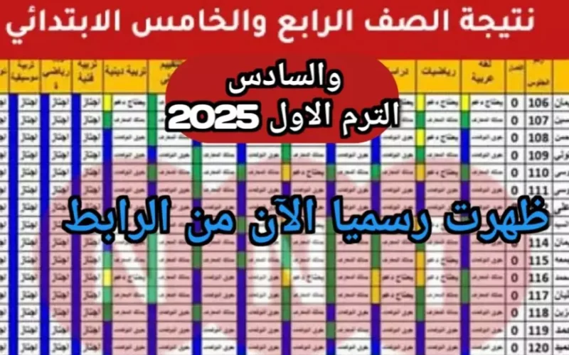 بوابه التعليم الاساسي.. نتائج الصف الرابع والخامس والسادس الابتدائي 2025 برقم الجلوس او بالاسم