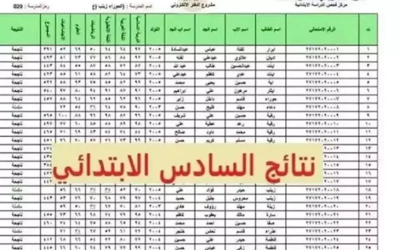 بالدرجات في كل المدارس.. نتيجة الصف السادس الابتدائي برقم الجلوس والاسم 2025 بوابة التعليم الاساسي